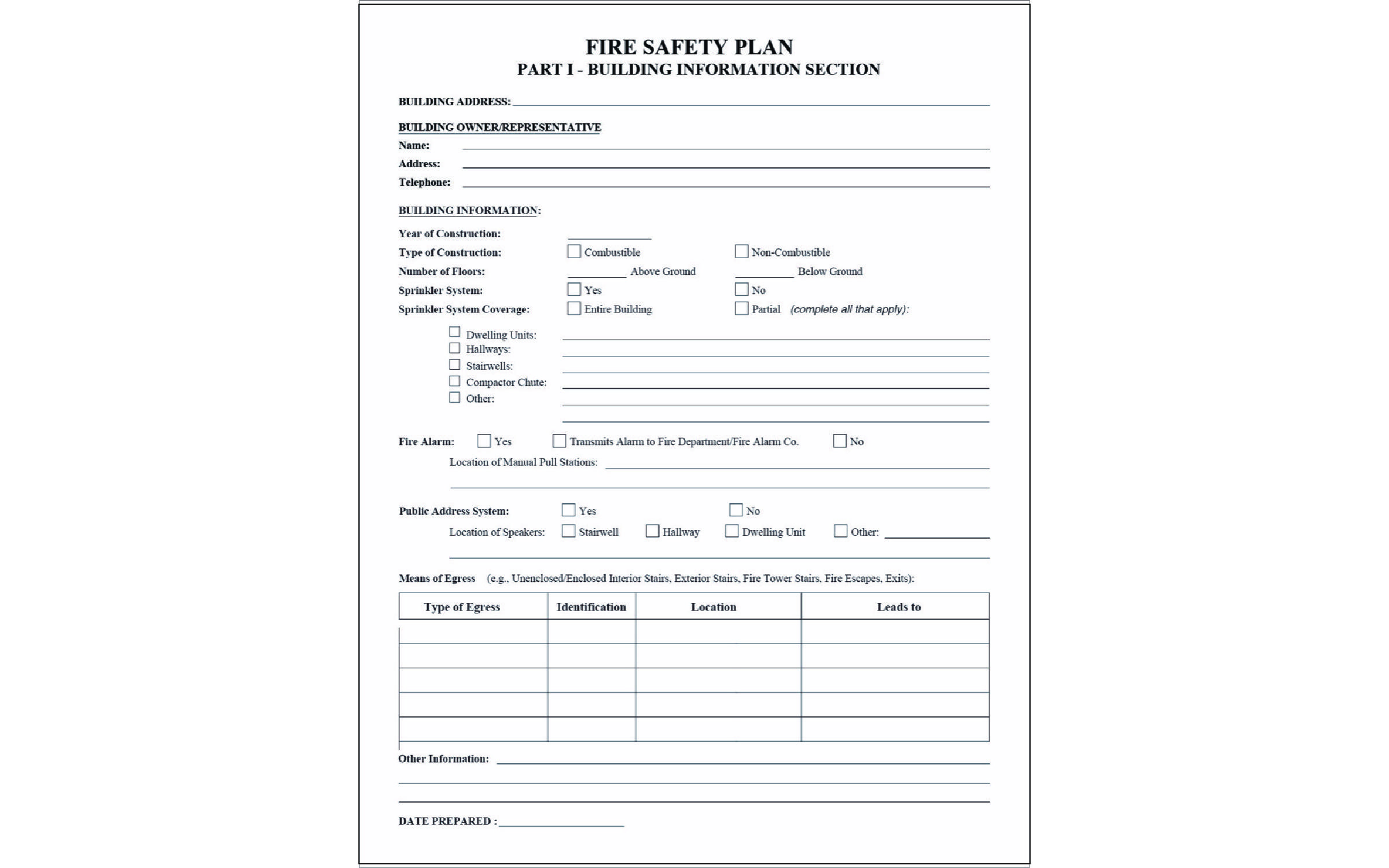 Sign 7) Fire Safety Plan