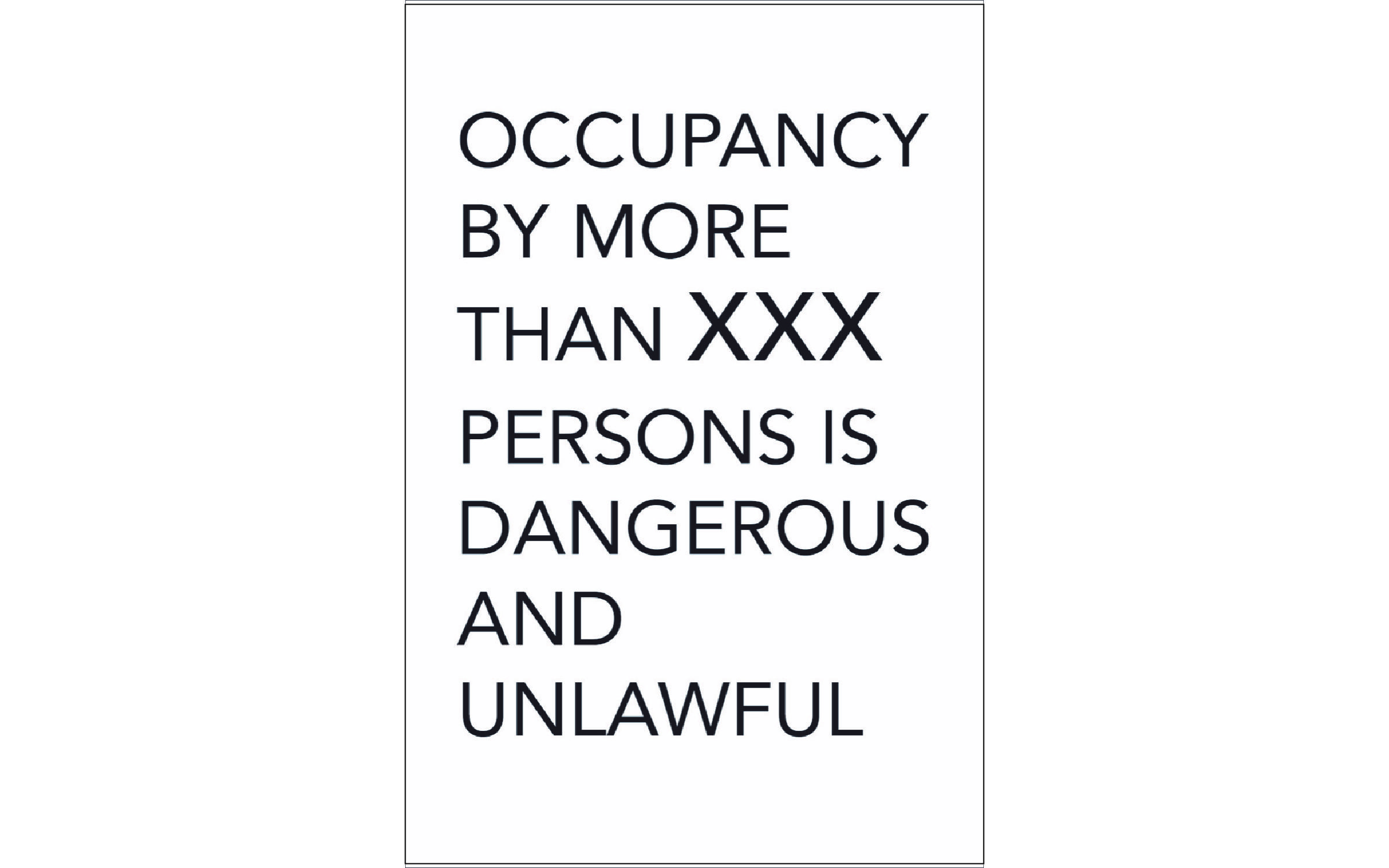 Sign 16) 12" x 18" - Occupancy Sign